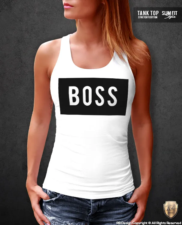 Boss Womens T-shirt Trendy Wording Ladies Tank Top WD026