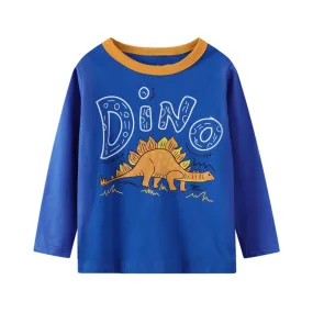 Boys Long Sleeve Dino Print Top Blue