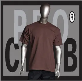 Brown Short Sleeve Crew Neck Pro Club Comfort T Shirt