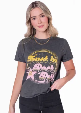 Camiseta con estampado "Trust in rock & roll" - NINOSKA