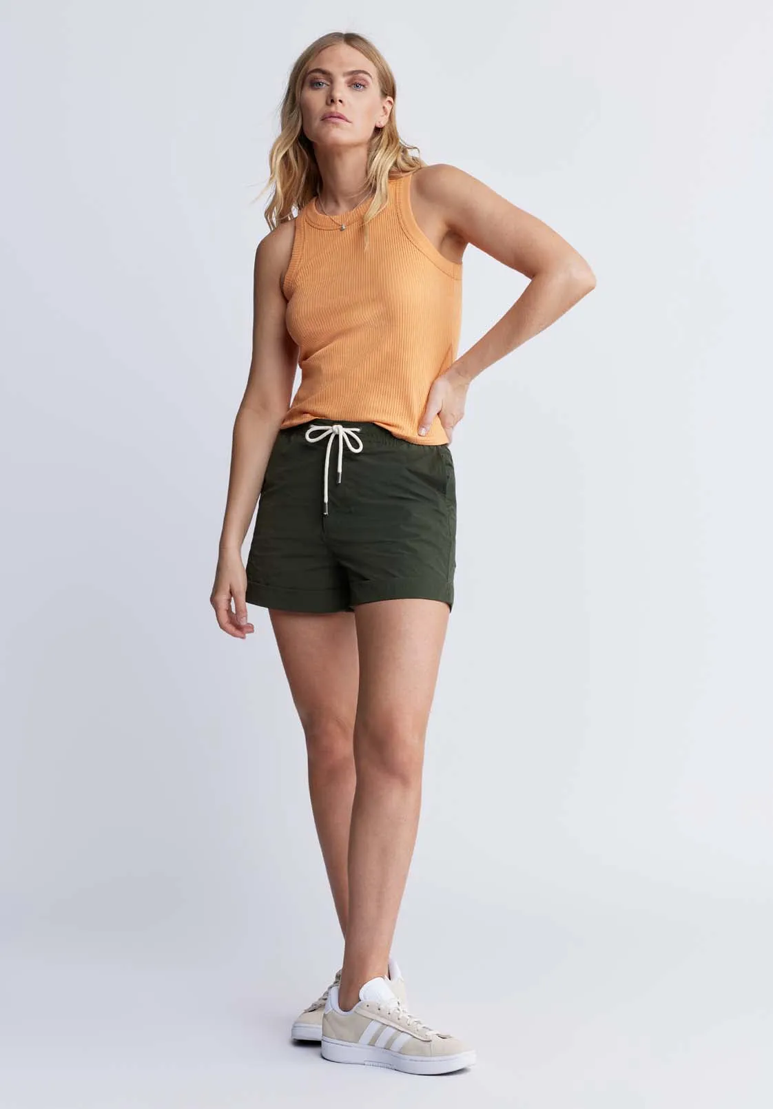 Casiane Women’s drawstring Shorts in Olive Green - WB0004P