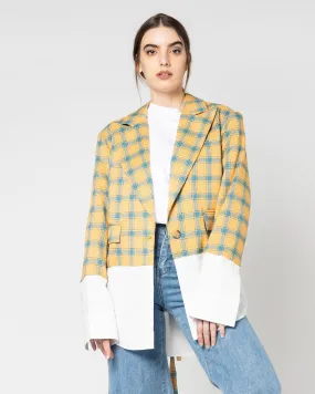 CHECKED BELTED WAIST BLAZER 1623 - بليزر