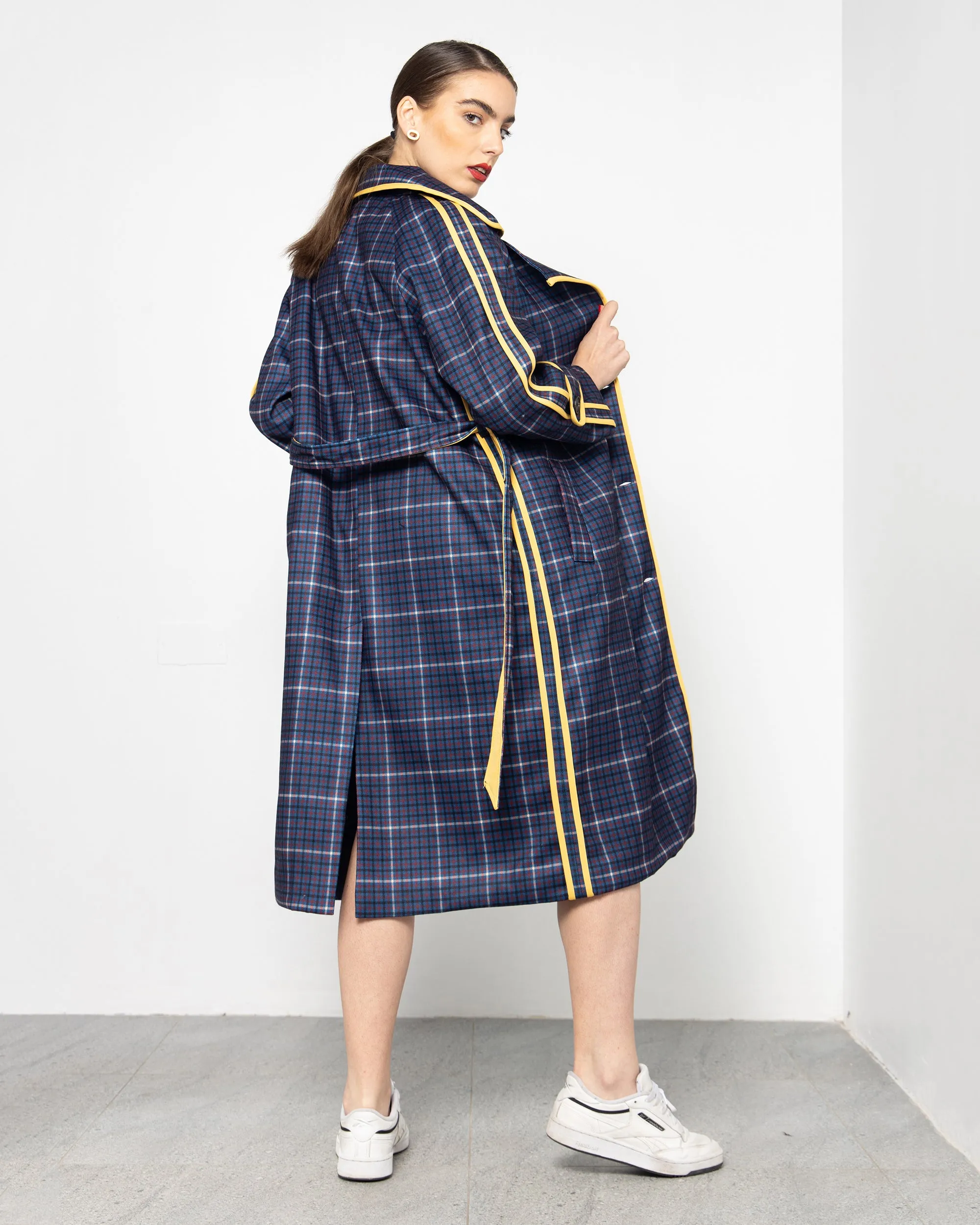 CHECKED FRONT YELLOW LINE COAT 2002 - كوت