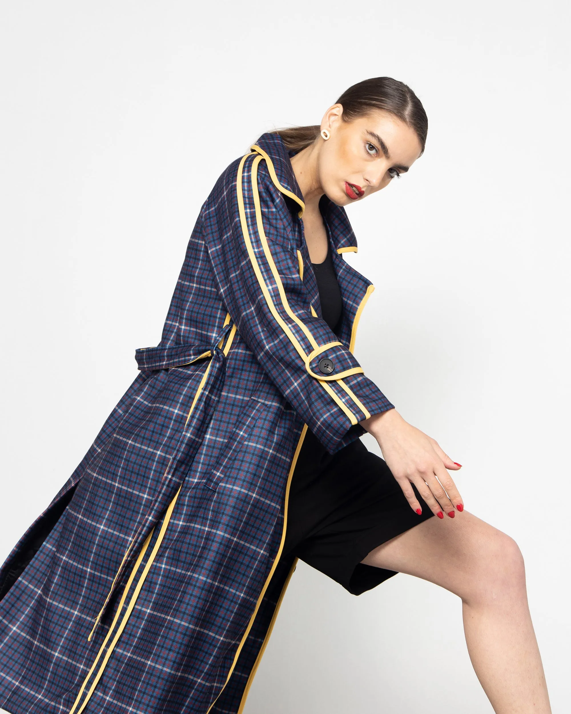 CHECKED FRONT YELLOW LINE COAT 2002 - كوت