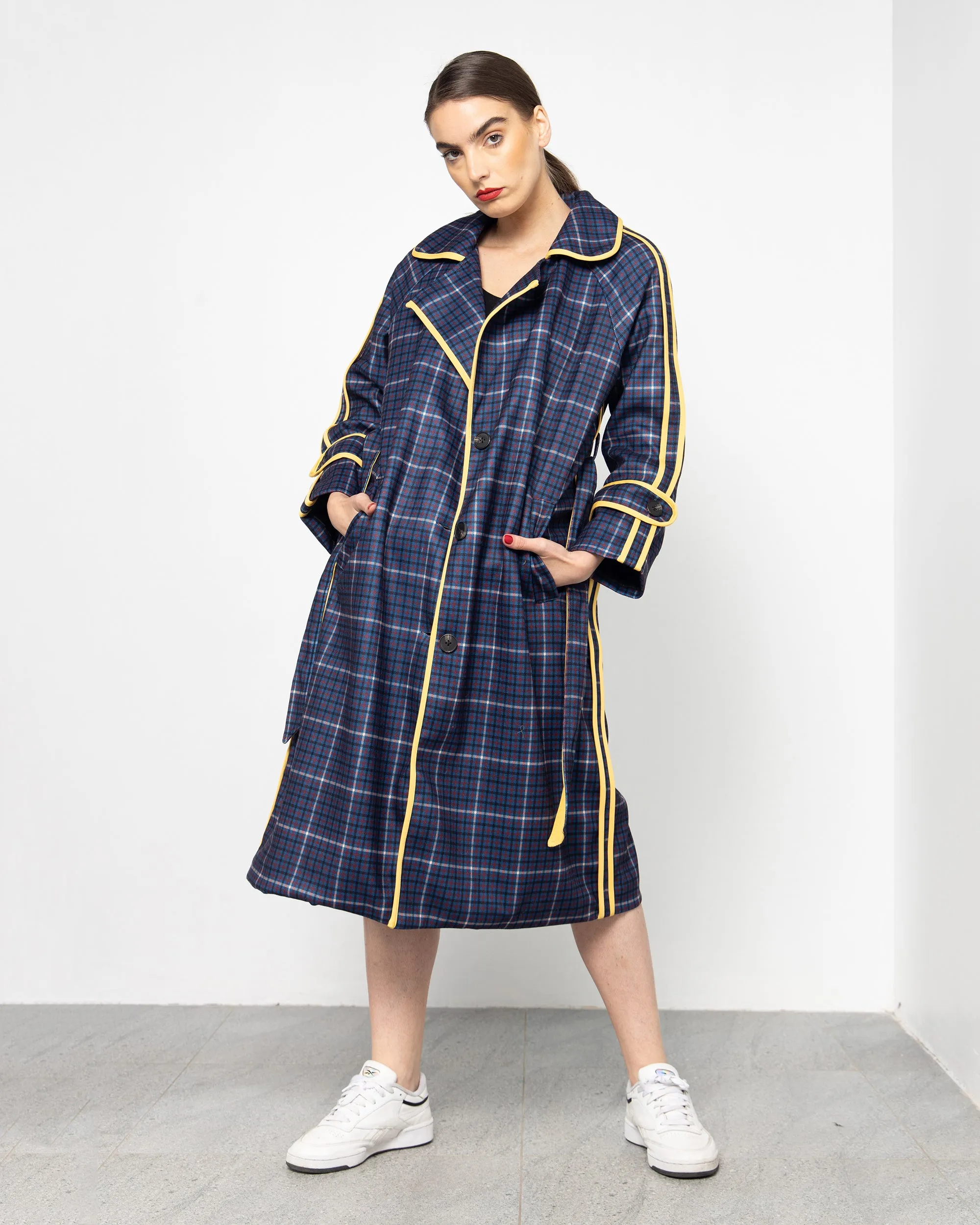 CHECKED FRONT YELLOW LINE COAT 2002 - كوت