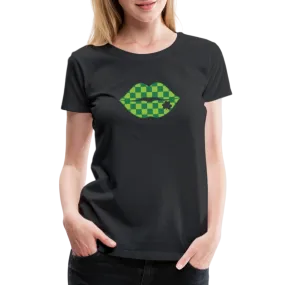 “Checkered Lips- St. Patty’s”-Women’s Premium T-Shirt