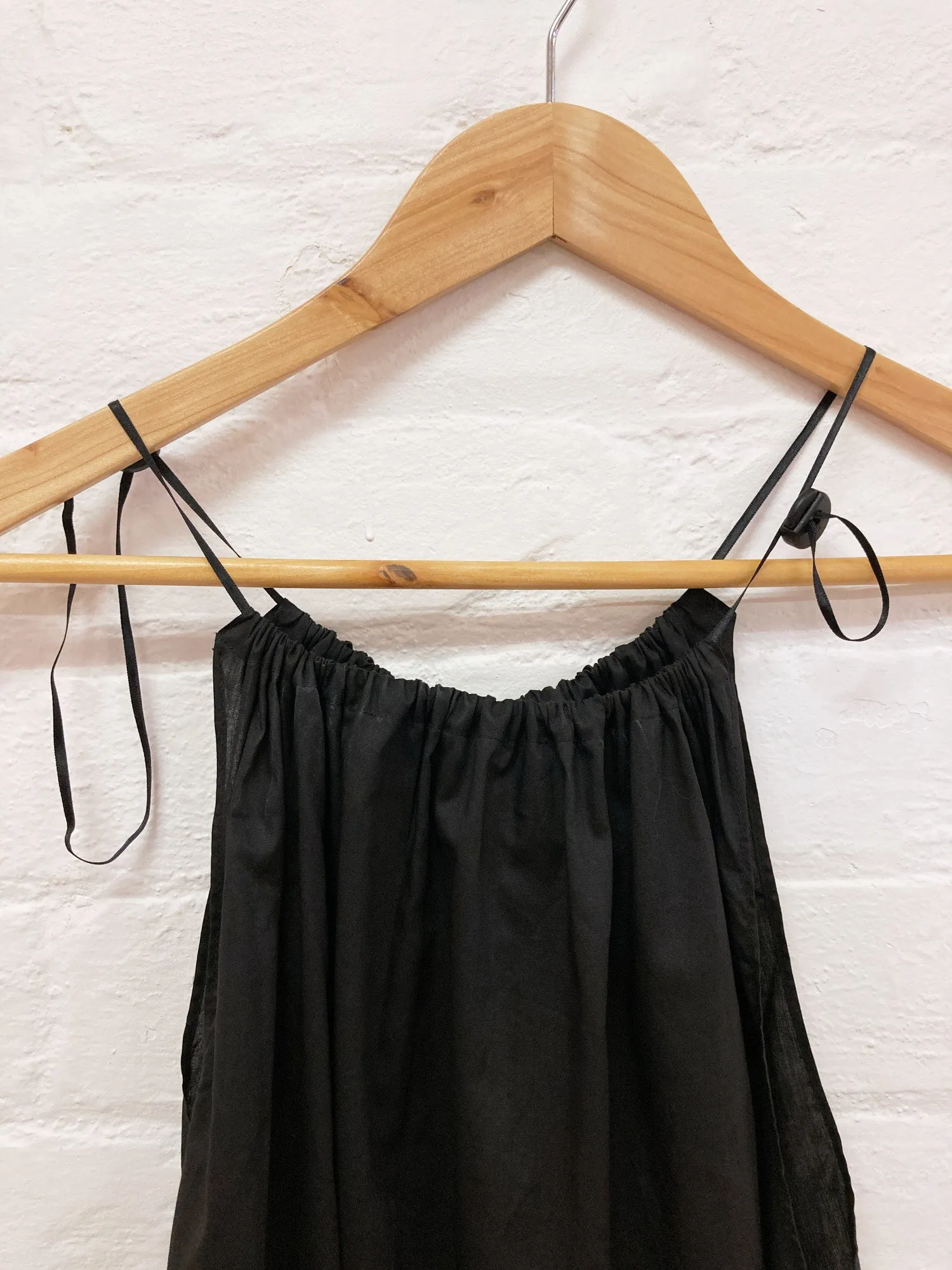 Christophe Lemaire black cotton poplin drawstring neck camisole top - size 1 S