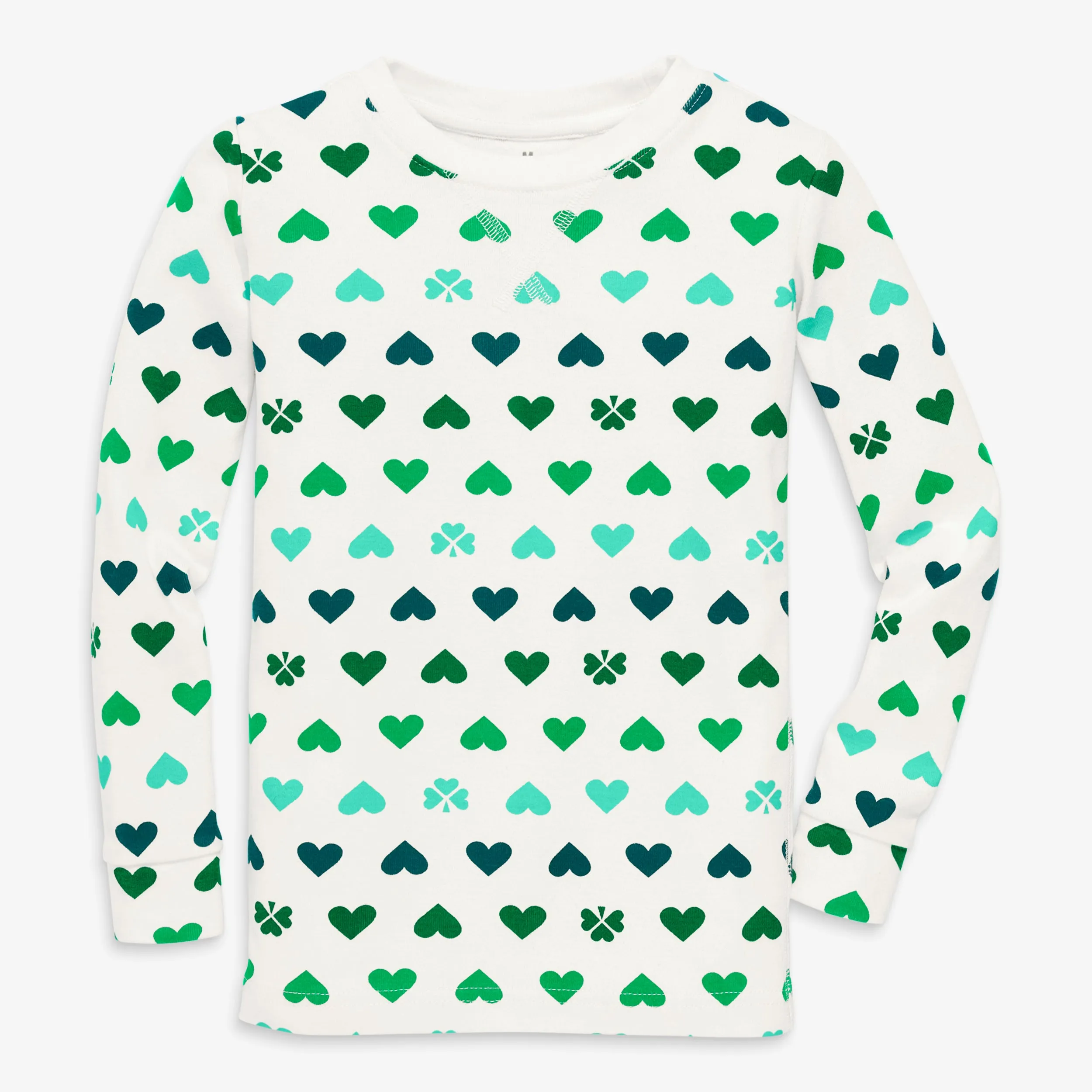 Clearance kids organic long sleeve pj top in lucky clovers