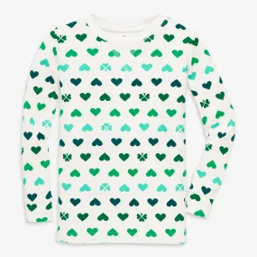 Clearance kids organic long sleeve pj top in lucky clovers