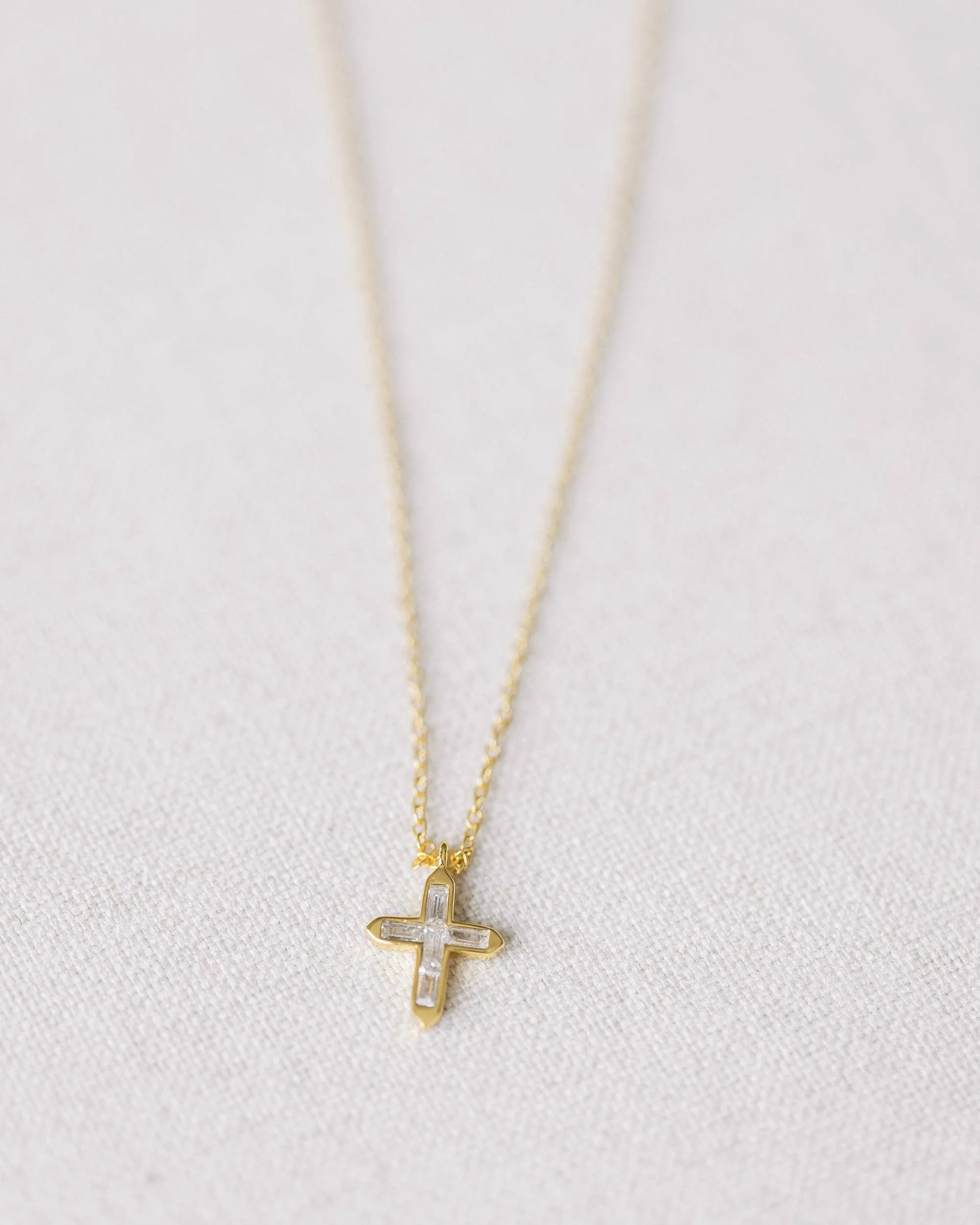 Coast and Cove - Gold Crystal Cross Necklace