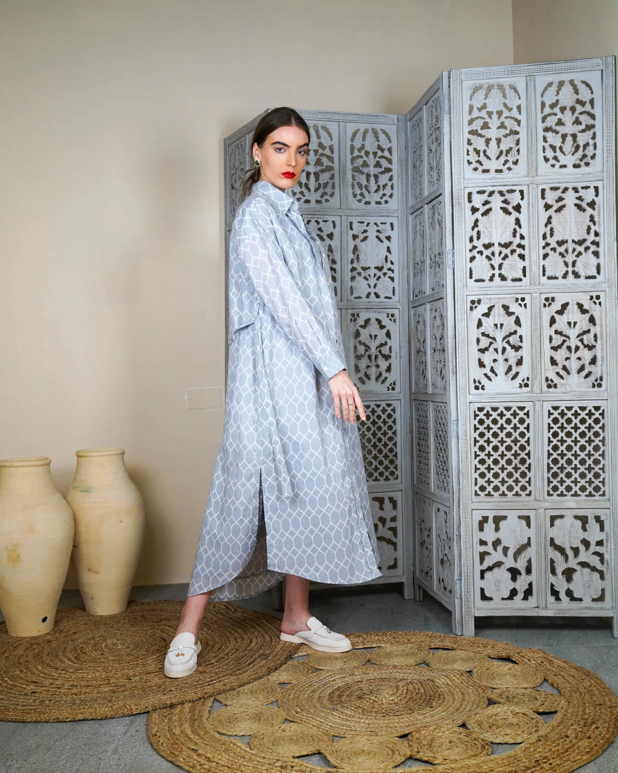 Collar Style with embroidered pocket and waist belted long sleeves with cuff embroidered cotton kaftan 2996 - قفطان