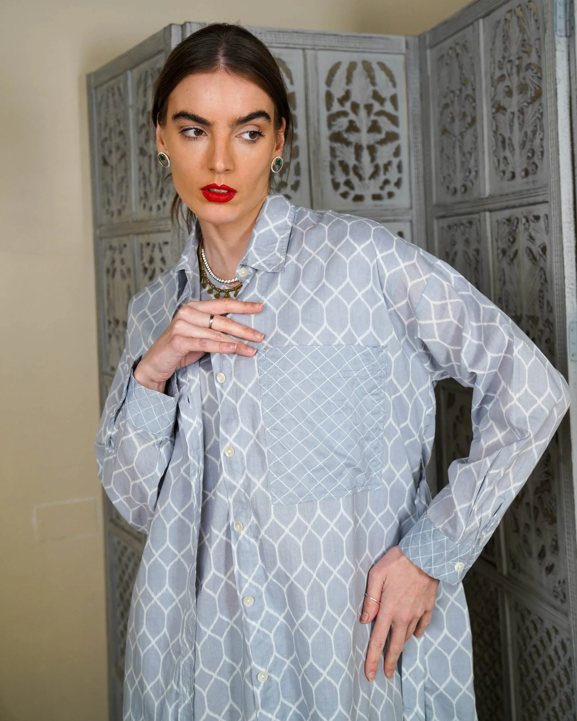 Collar Style with embroidered pocket and waist belted long sleeves with cuff embroidered cotton kaftan 2996 - قفطان