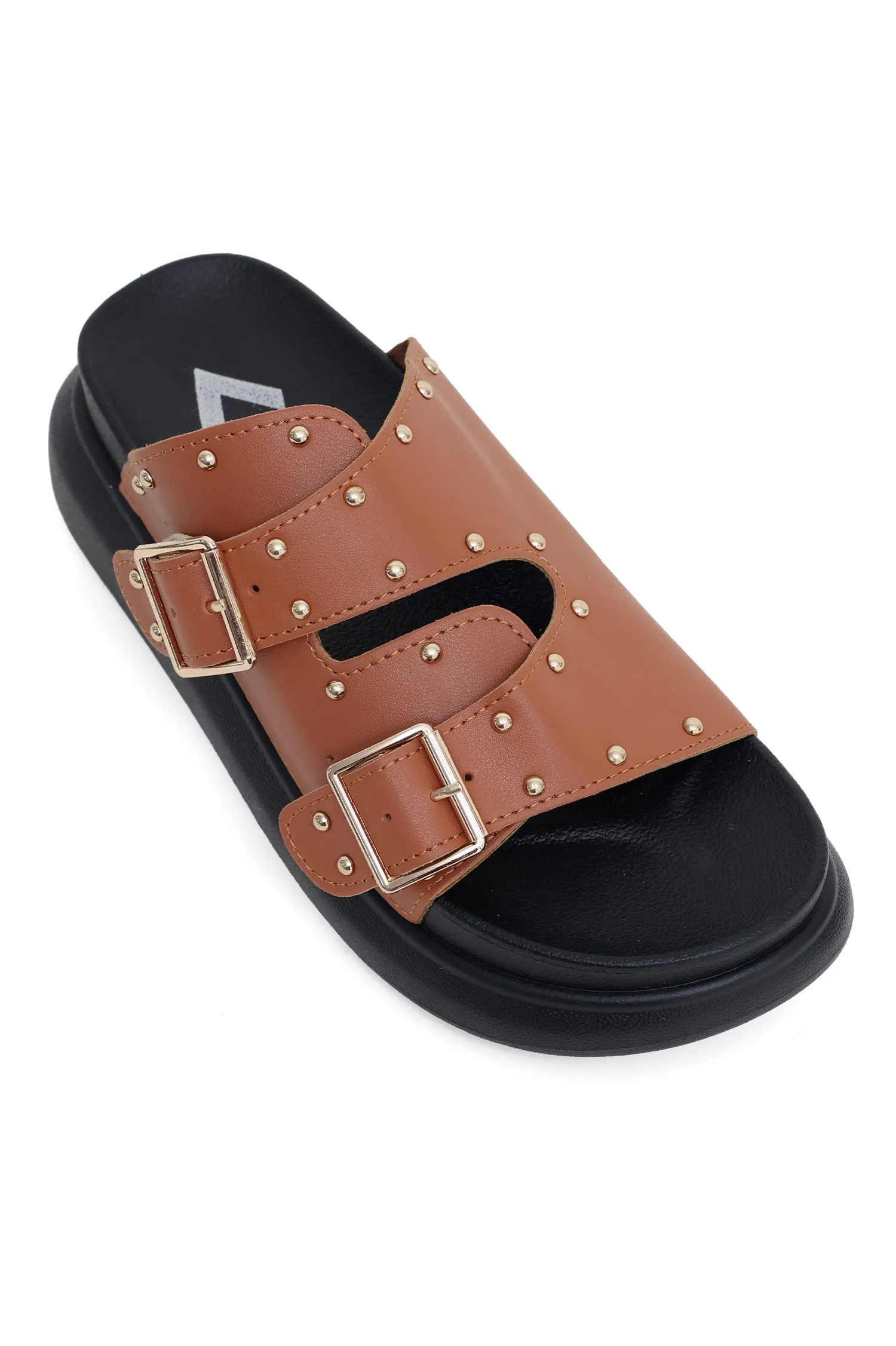 COMFORT STRAP SLIDES-CAMEL