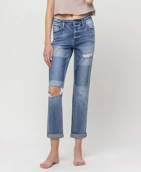 Commander - Mid Rise Button Fly Cuffed Boyfriend Jeans