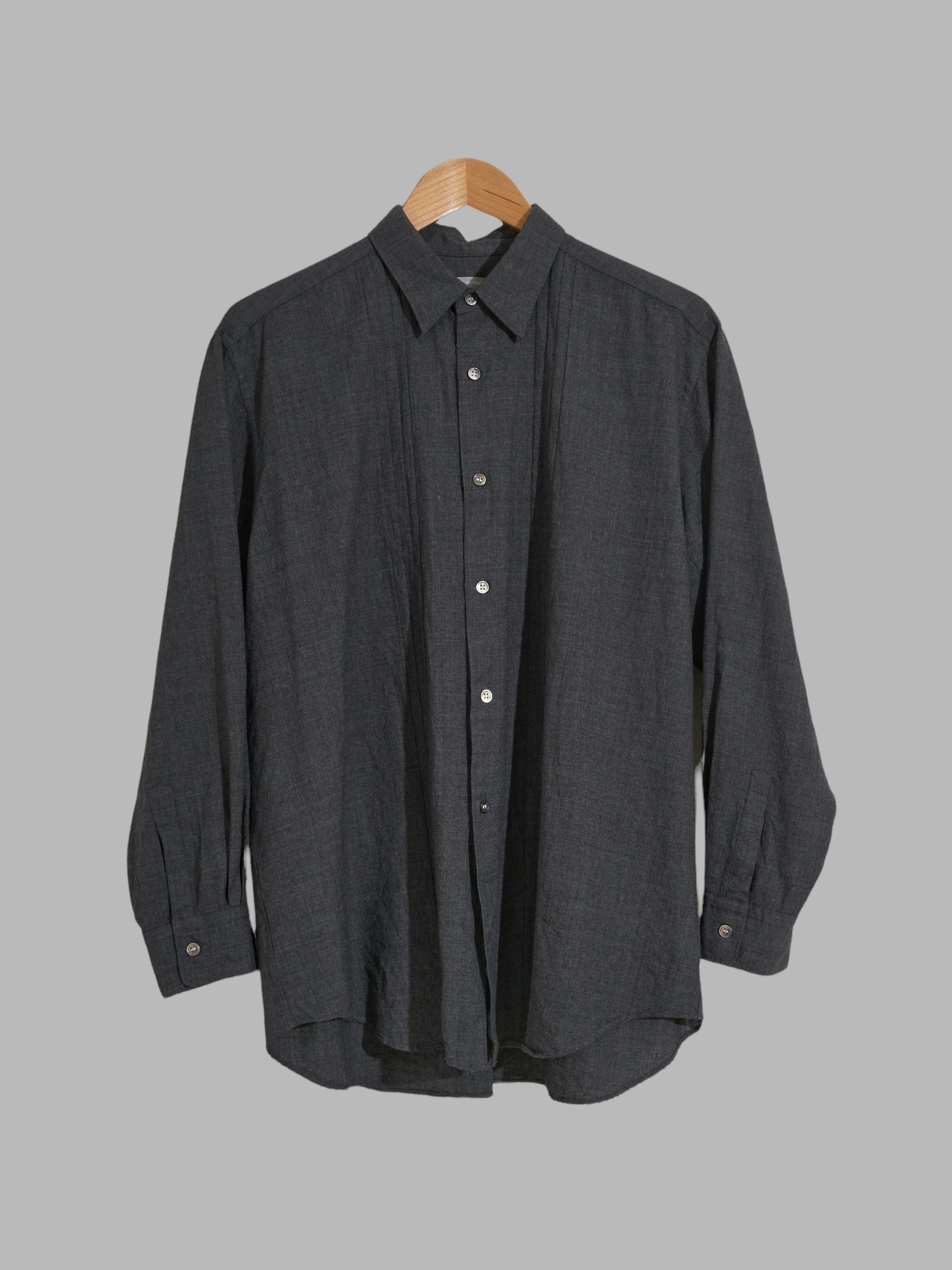 Comme des Garcons Homme 1998 charcoal grey wool pintuck shirt - L M