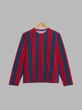 Comme des Garcons Homme 2000 blue and red striped polyester long sleeve top - S