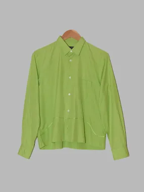 Comme des Garcons Homme Plus 1990s green cotton shirt with folded and embroidered hem