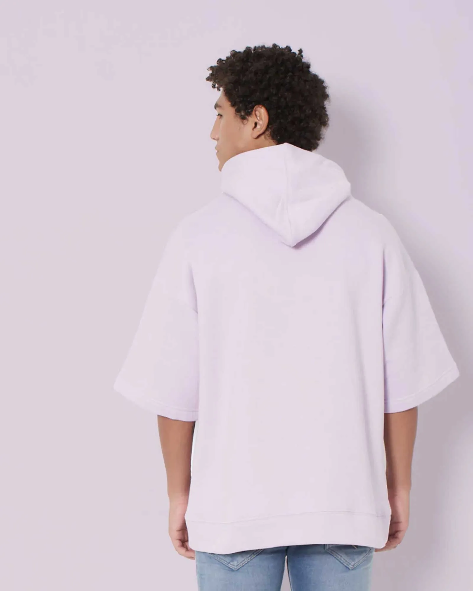 Crop Sleeves Oversized Hoodie: Lilac