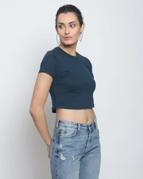 Crop Top: Solid Deep Teal Blue