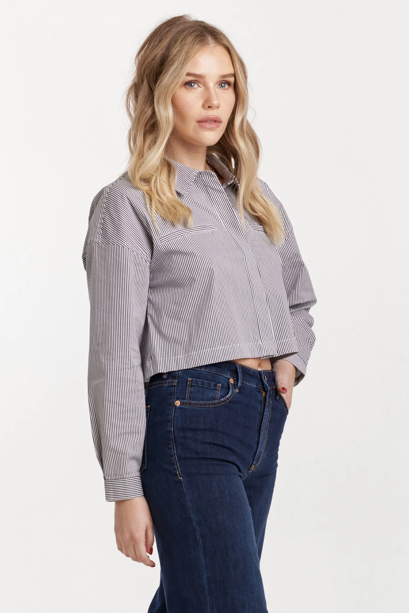 Cropped Arianna Button Down Shirt