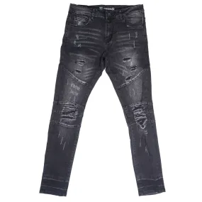 CRYSP DENIM DISTRESSED DENIM JEANS BLACK - CRYSPHOL21-18