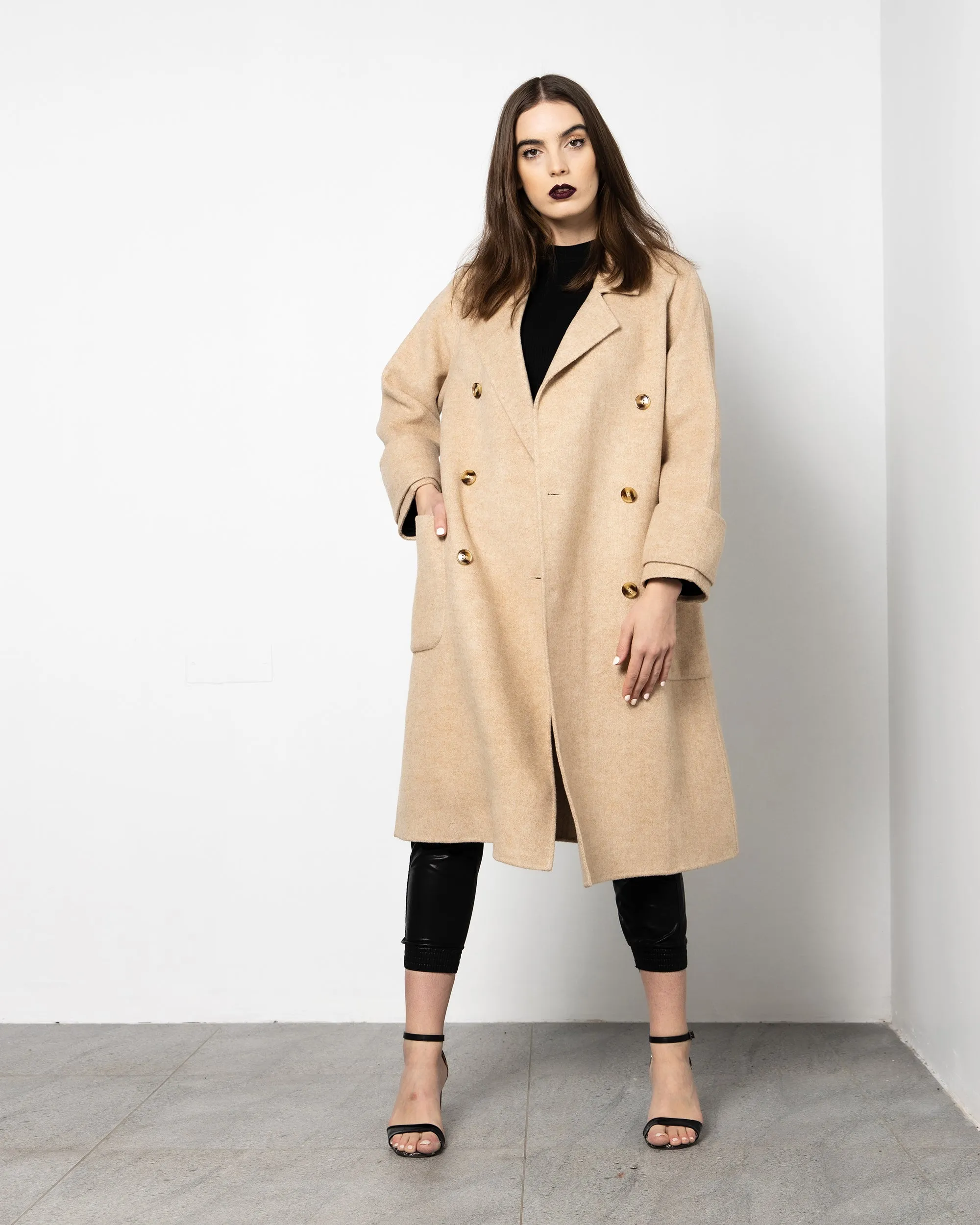 CUFF CASHMERE WOOL COAT 1826 - كوت