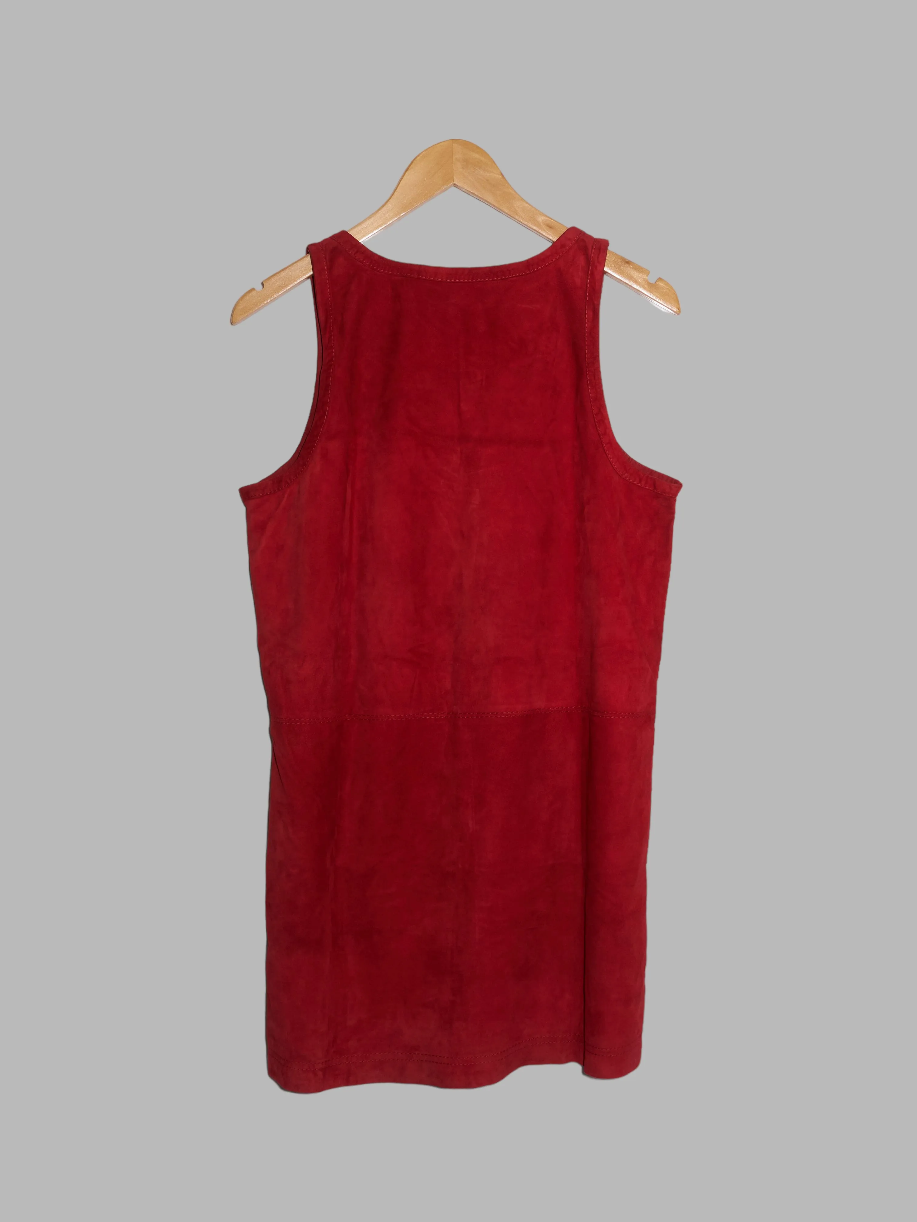 Dirk Bikkembergs 1990s 2000s red suede leather mini dress