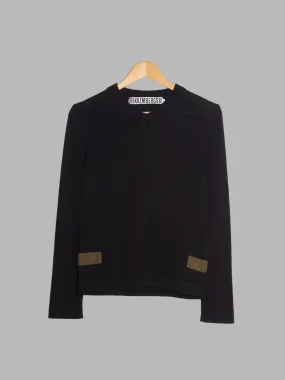 Dirk Bikkembergs black wool v-neck jumper with fake waist tabs - M