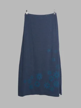 Dirk Bikkembergs blue cotton knit snowflake pattern maxi skirt - L M