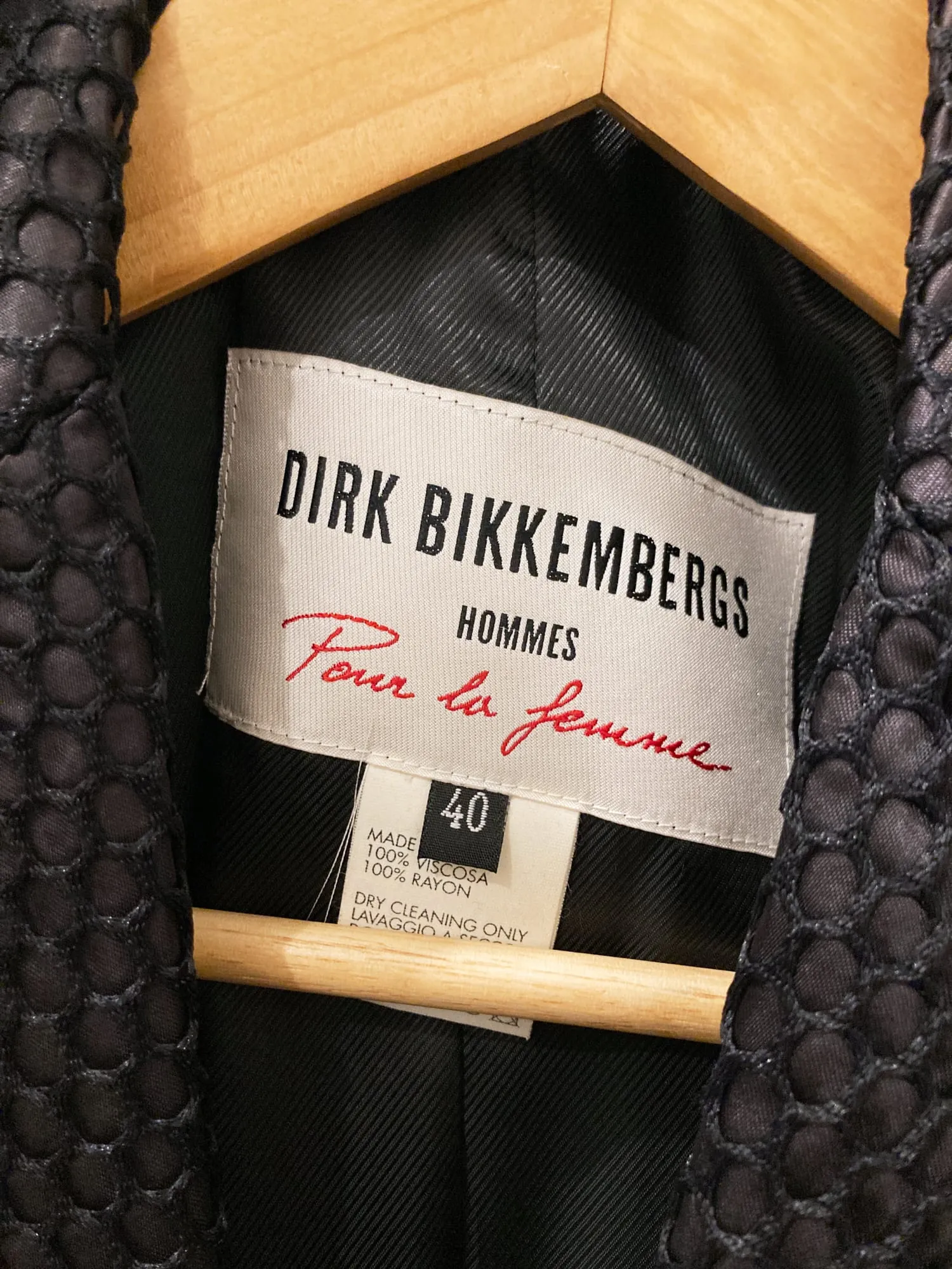 Dirk Bikkembergs spring 1996 black satin layered netting one button blazer