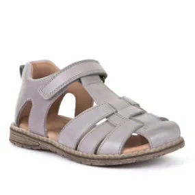 Dressy Kid's Leather Sandal - Light Grey