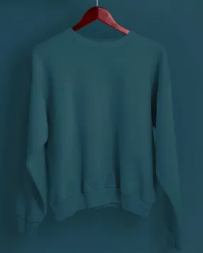 Drop Shoulder Sweatshirt: Deep Teal Blue