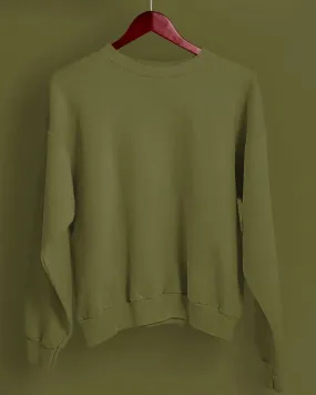 Drop Shoulder Sweatshirt: Olive Green