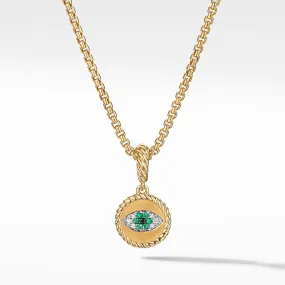 Evil Eye Amulet in 18K Yellow Gold with Pavé Emeralds and Diamonds