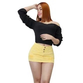 Falda Short Amarillo Denim