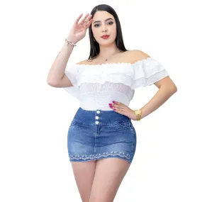 Falda Short Floreado French Terry