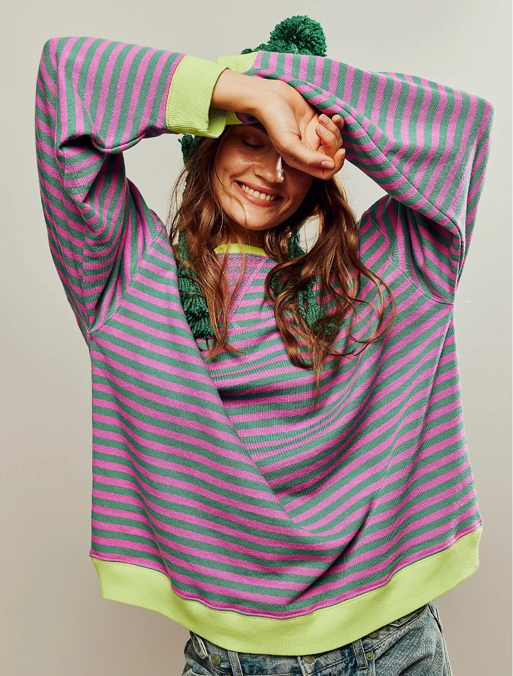 Free People Classic Stripe Oversized Sweatshirt