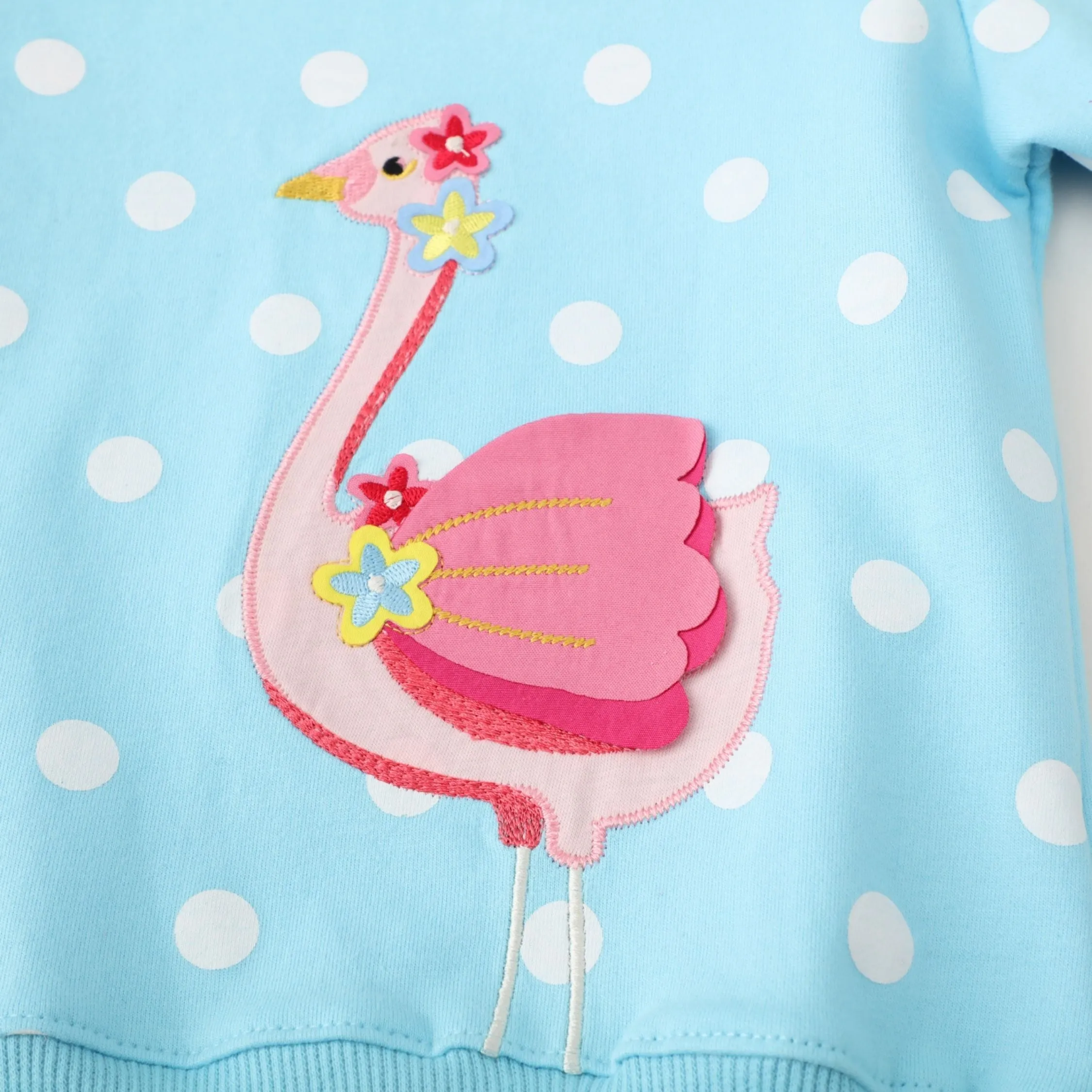 Full Sleeve Flamingo Theme Girls Sweatshirt, Blue