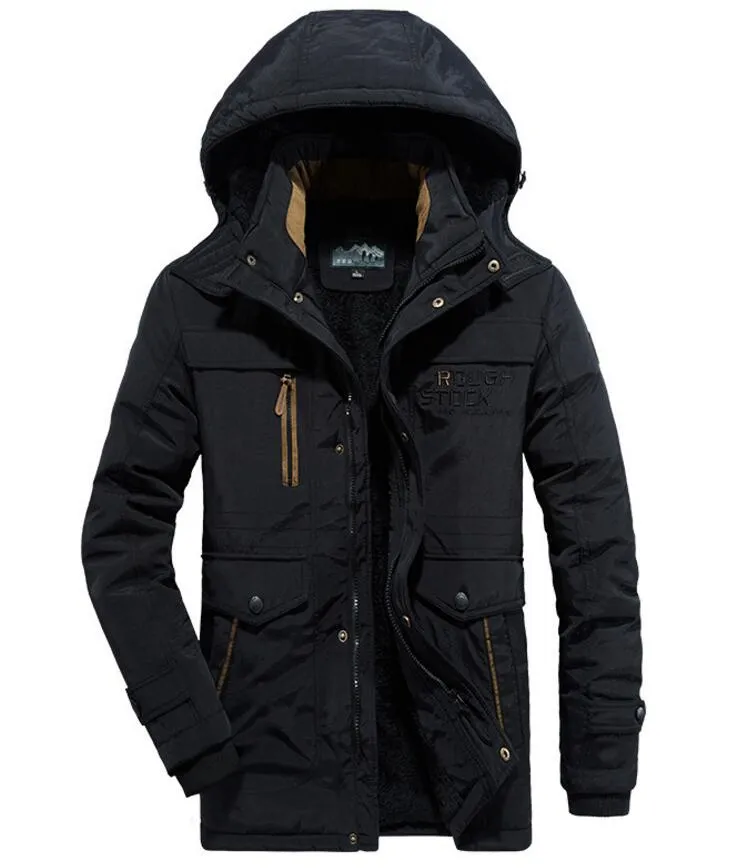 Fur Hooded Winter Jacket men's Warm Wool Liner Jackets Coats Windbreaker snow ski Parkas