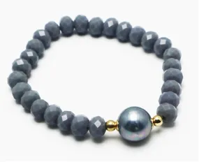 Grey Crystal Pearl Bracelet