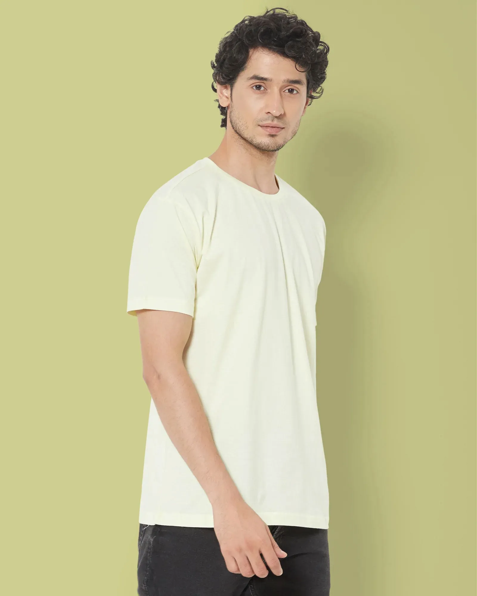 Half Sleeves Crew Neck: Lemon Chiffon