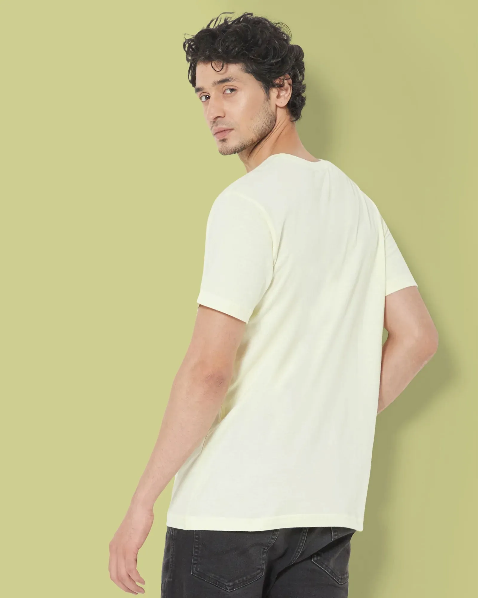 Half Sleeves Crew Neck: Lemon Chiffon