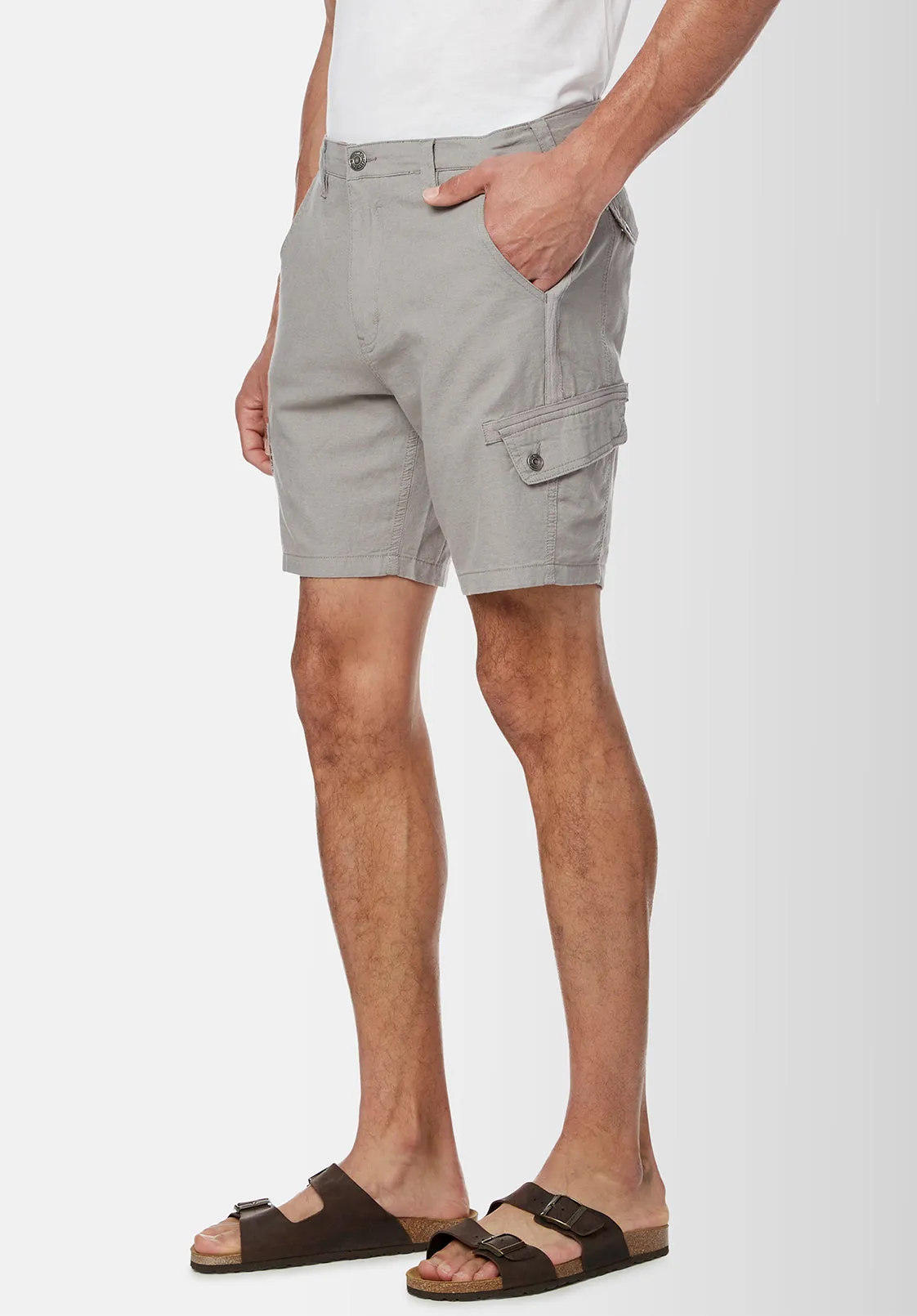 Havane Men's Linen Twill Shorts in Grey - BM23967