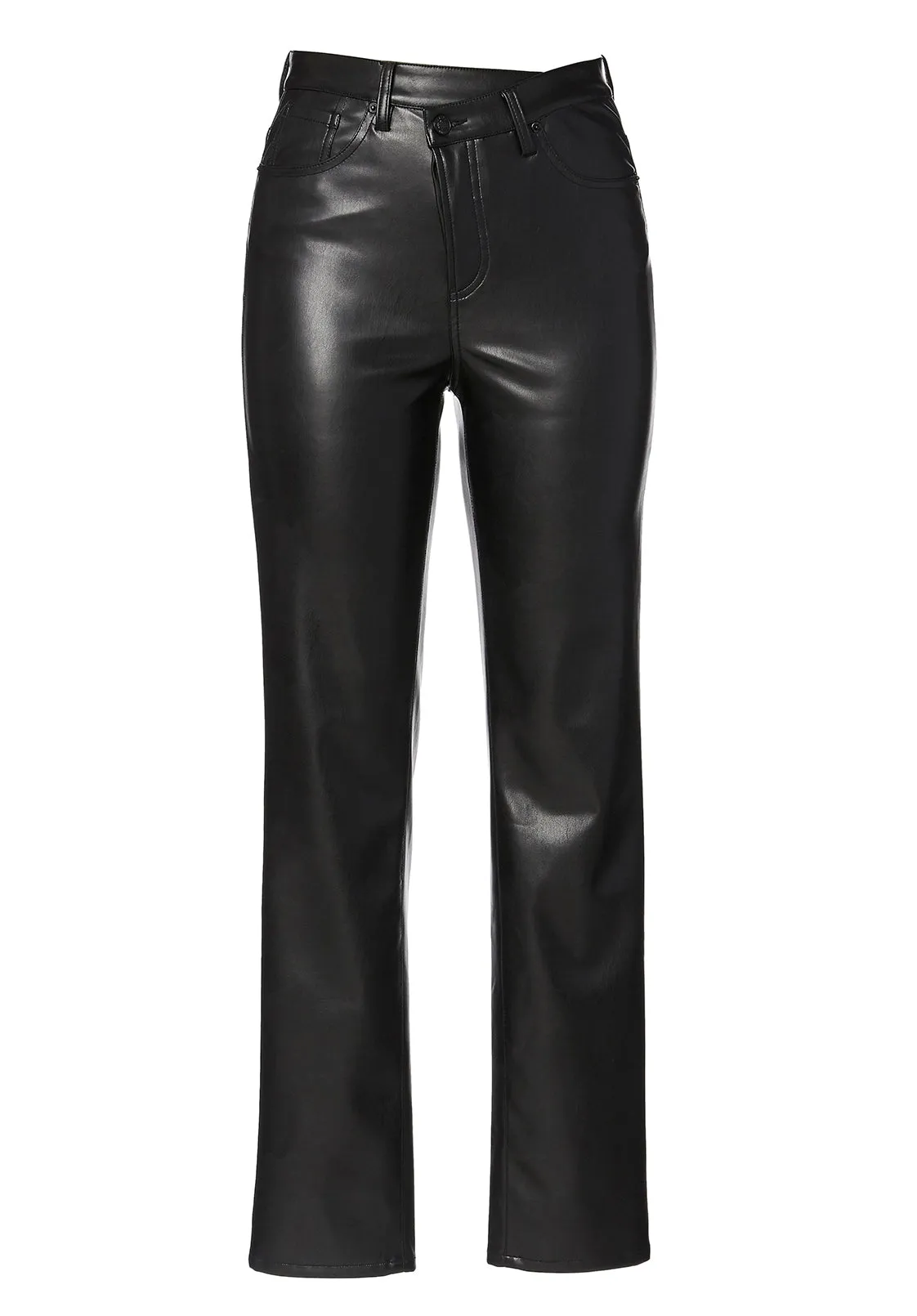 High Rise Jessie Women's Pleather Pants in Black - BL15851