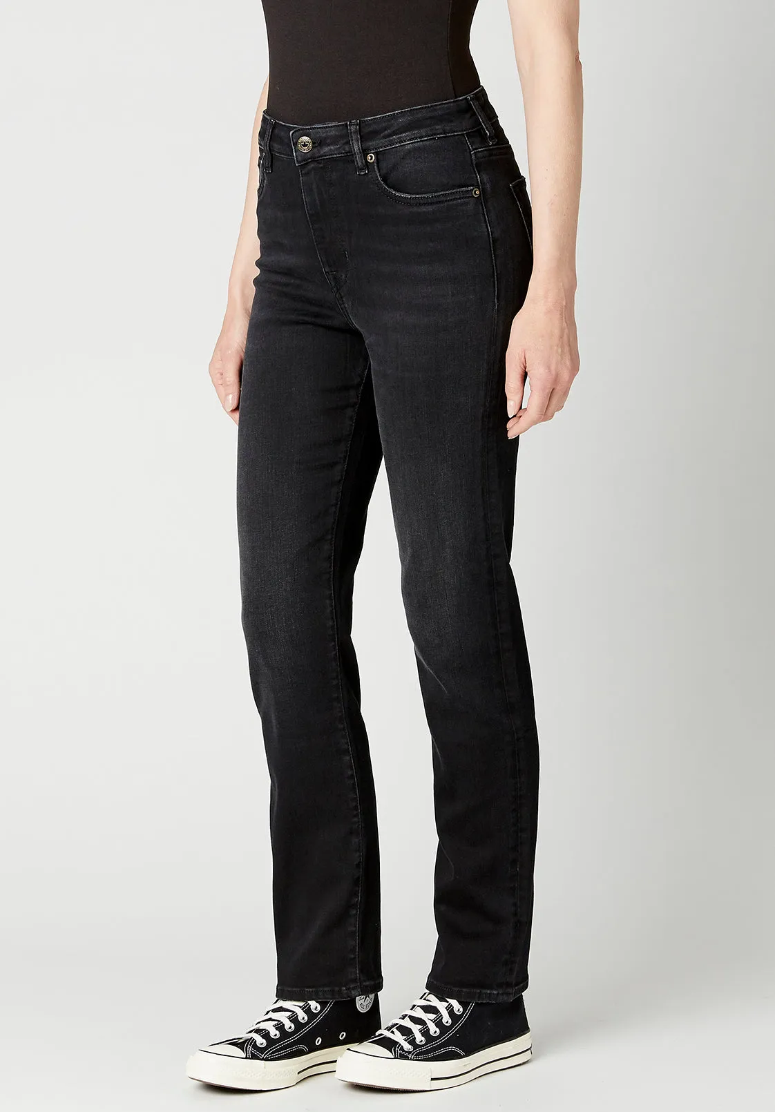 High Rise Straight Jayden Women's Jeans in Faded Black - BL15834