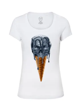 Ice Cream Skull Womens T-shirt Unique RB Design Graphic Tee WD222B