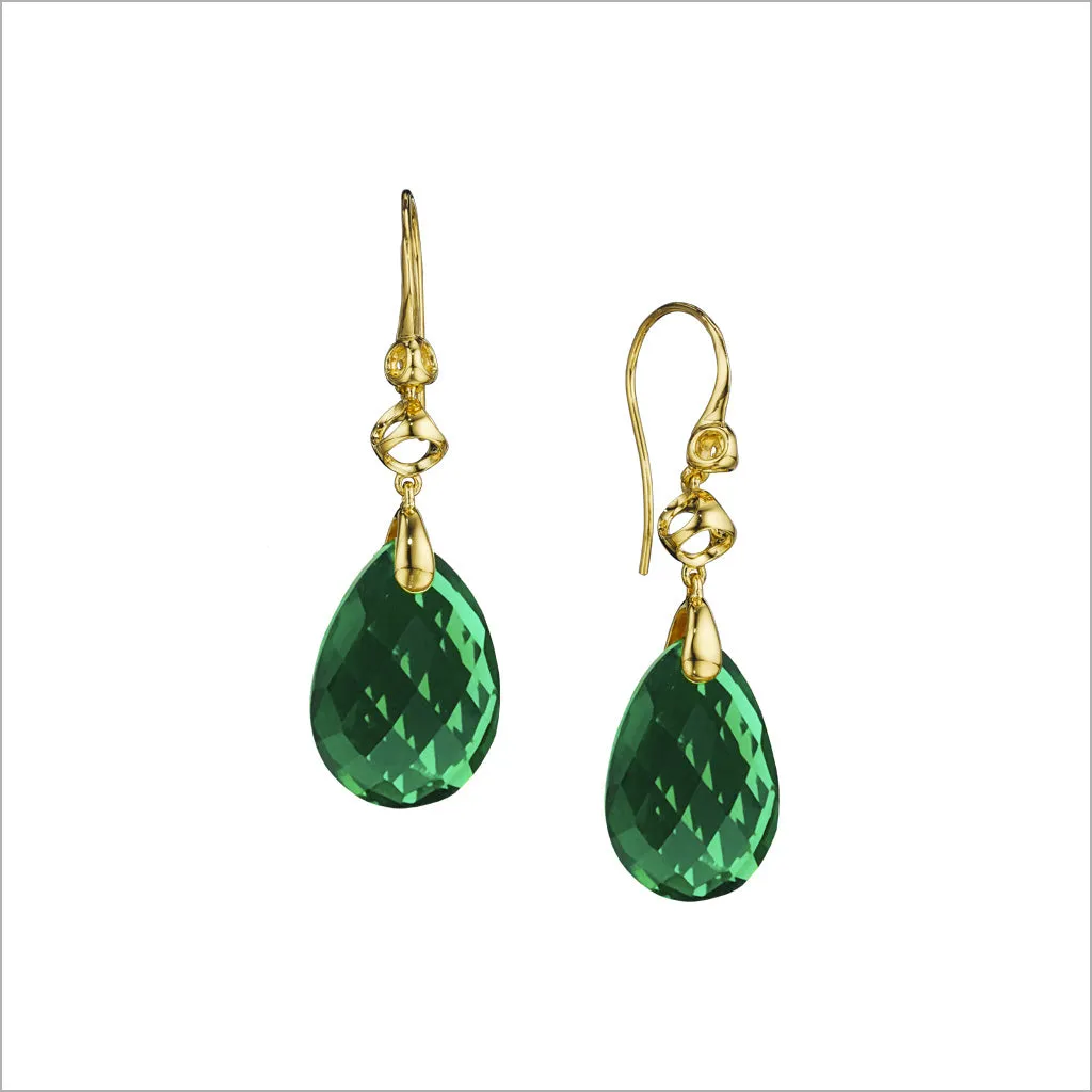 Icona Green Quartz Earrings in Sterling Silver plated in 18k Gold