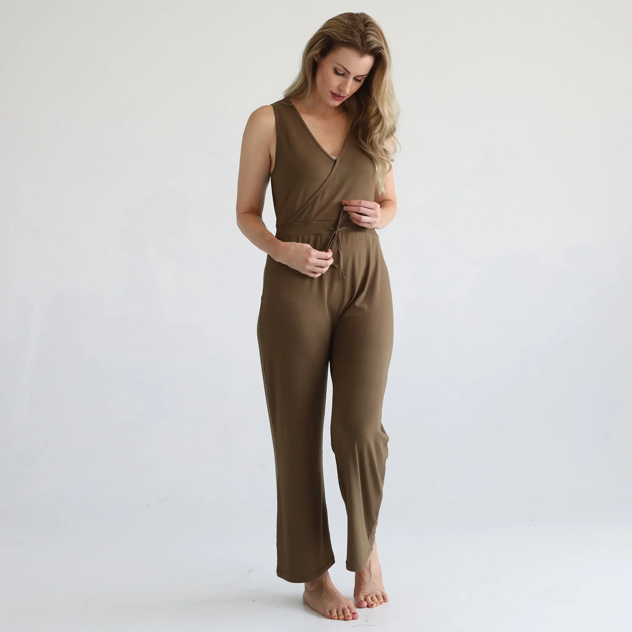 Juliette Nursing Friendly Jumpsuit (Olive)