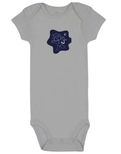 Kaarpas 100% Premium Organic Cotton 2 Piece Astronauts & Spaceship Print Bodysuit Onesie & Pant Set Grey & Blue (KAON1023) (Certified ORGANIC) - 1 Pc (12 To 18 Months)