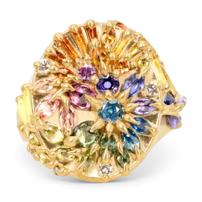 Large Blossom Crush Star Bright Signet Ring - Size 8.5 - 11677